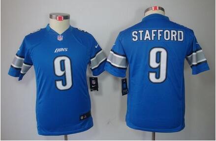 Youth  Nike Lions #9 Matthew Stafford Light Blue Team Color Stitched NFL Limited Jersey