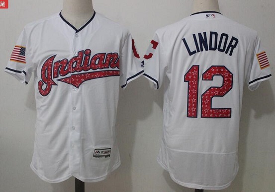 Cleveland Indians 12 Francisco Lindor Baseball Jersey White