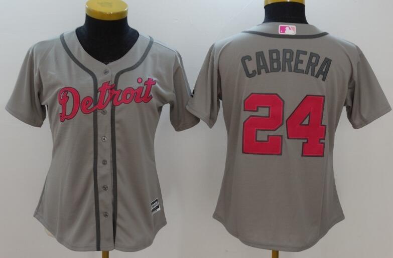 Detroit Tigers 24 Cabrera White MLB Women Jerseys