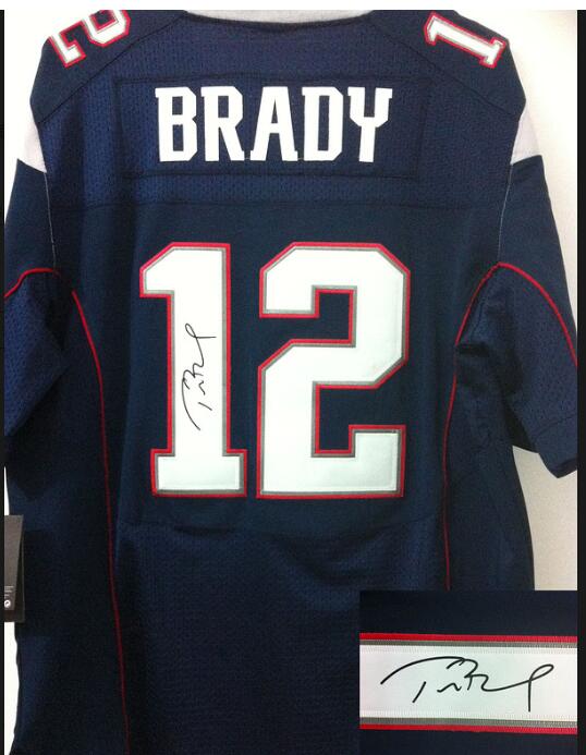 Men's New England Patriots Tom Brady Nike Navy Blue/Silver Signature Jersey