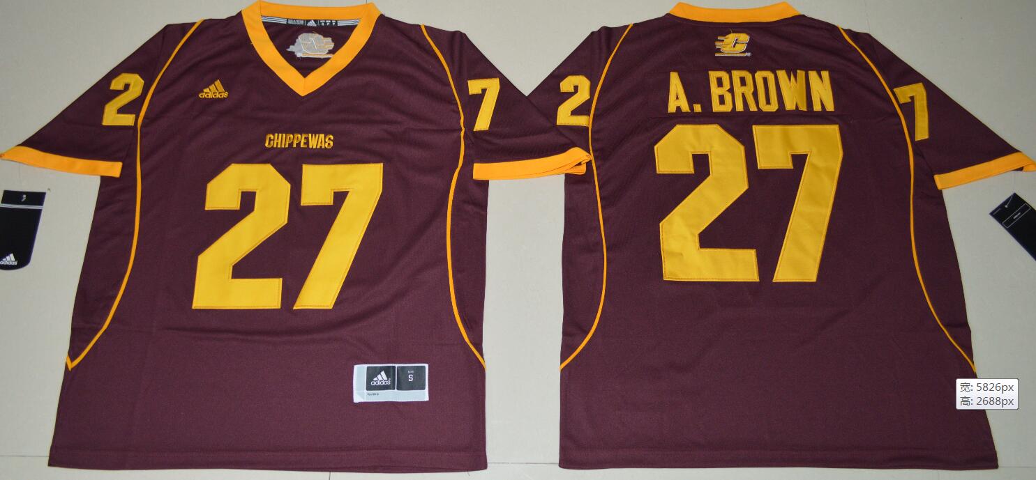 Central Michigan Chippewas Antonio Brown 27 College Football Jersey - Maroon