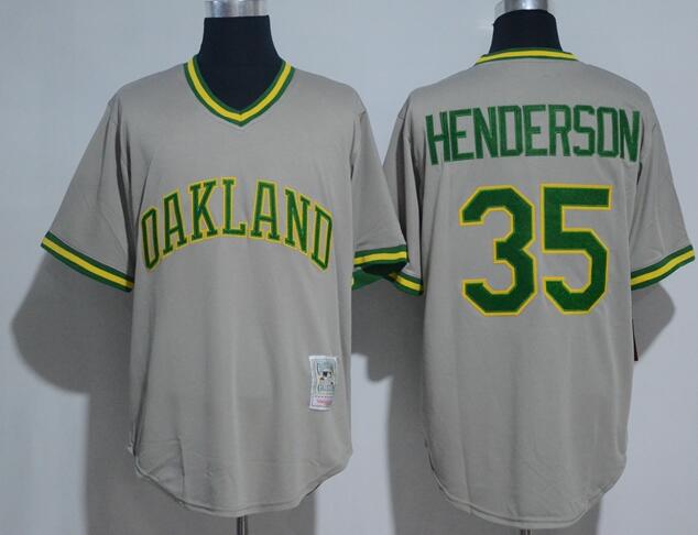 Men's Oakland Athletics Rickey Henderson Mitchell & Ness White Throwback  Jersey