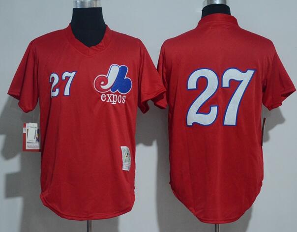 Men New Montreal Expos  Vladimir Guerrero 27 Mitchell & Ness Red Batting Practice Jersey