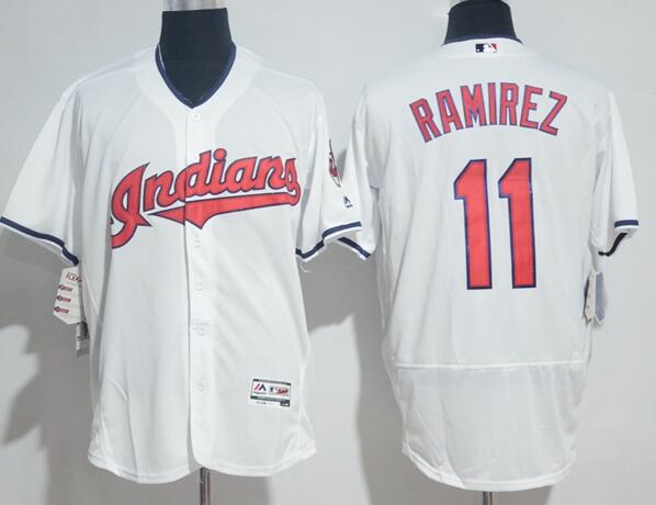 Men's Cleveland Indians Jose Ramirez Majestic White Cool Base Home Player Jersey