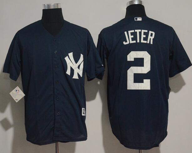 New York Yankees 2 Derek Jeter dark blue Jersey