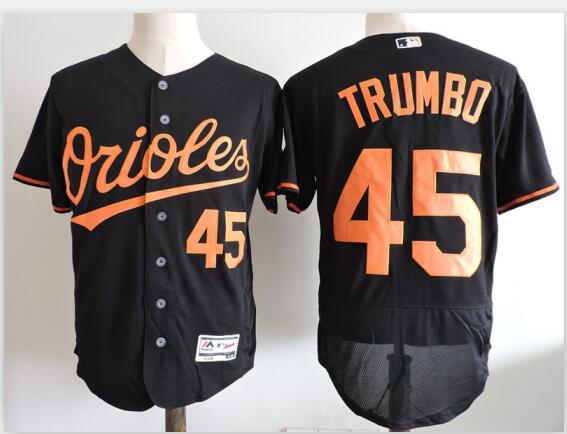 Men's Baltimore Orioles Mark Trumbo Majestic Alternate Black  Cool Base Jersey