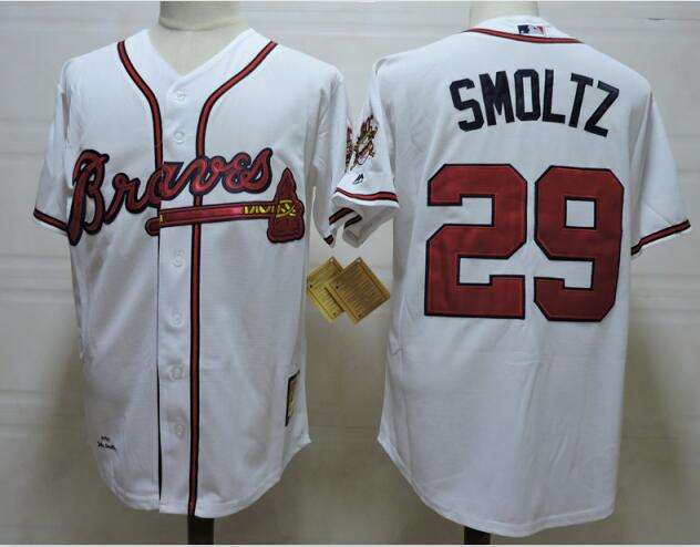 Atlanta Braves 29 John Smoltz White Baseball Jersey