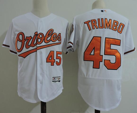 Men's Baltimore Orioles Mark Trumbo  White Baseball Jersey