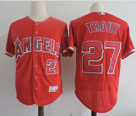 Men's Los Angeles Angels Mike Trout Majestic Alternate Scarlet Flex Base Authentic Collection Player Jersey