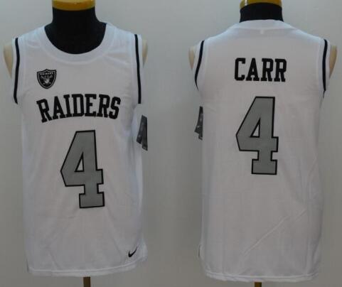 Mens Oakland Raiders Derek Carr Nike White Sleeveless Jersey