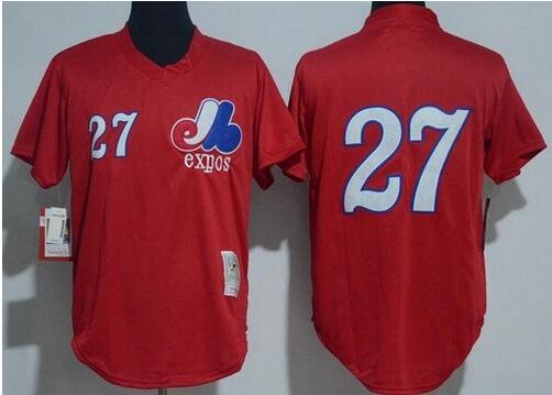 Men's Montreal Expos #27 Vladimir Guerrero Red Throwback Jersey