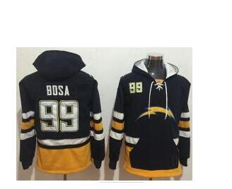 Nike Los Angeles Chargers #99 Joey Bosa Navy Blue Gold Name & Number Pullover NFL Hoodie