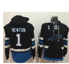 Nike Carolina Panthers #1 Cam Newton Black Blue Name & Number Pullover NFL Hoodie