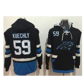 Nike Carolina Panthers #59 Luke Kuechly Black Blue Name & Number Pullover NFL Hoodie