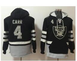 Nike Oakland Raiders #4 Derek Carr Black Grey Name & Number Pullover NFL Hoodie