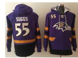 Nike Baltimore Ravens #55 Terrell Suggs Purple Black Name & Number Pullover NFL Hoodie