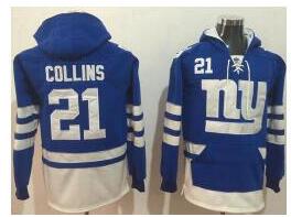 Nike New York Giants #21 Landon Collins Royal Blue White Name & Number Pullover NFL Hoodie