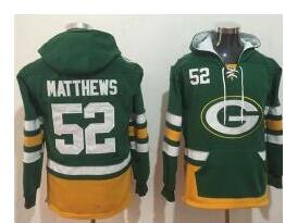 Green Bay Packers #52 Clay Matthews Green Gold Name & Number Pullover NFL Hoodie