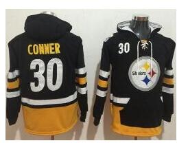 Nike Pittsburgh Steelers #30 James Conner Black Gold Name & Number Pullover NFL Hoodie