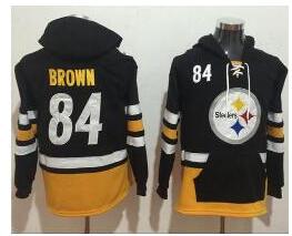 Nike Pittsburgh Steelers #84 Antonio Brown Black Gold Name & Number Pullover NFL Hoodie