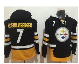 Pittsburgh Steelers #7 Ben Roethlisberger Black Gold Name & Number Pullover NFL Hoodie