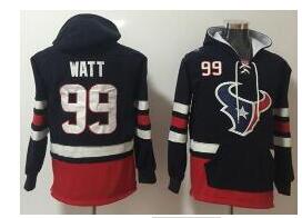 Nike Houston Texans #99 J.J. Watt Navy Blue Red Name & Number Pullover NFL Hoodie