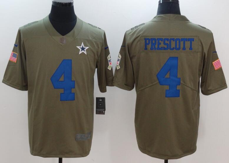 Men's Dallas Cowboys Dak Prescott Nike Olive Salute To Service Limited Jersey