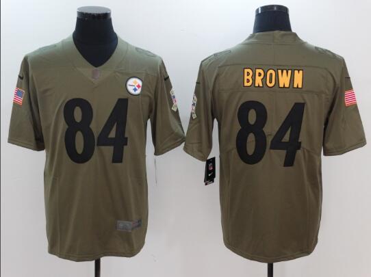 Men's Pittsburgh Steelers Antonio Brown Nike Olive Salute To Service Limited Jersey