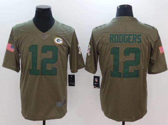 Men's Green Bay Packers Aaron Rodgers Nike Olive Salute To Service Limited Jersey