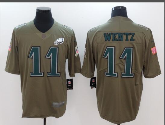 Men's Philadelphia Eagles Carson Wentz Nike Olive Salute To Service Limited Jersey