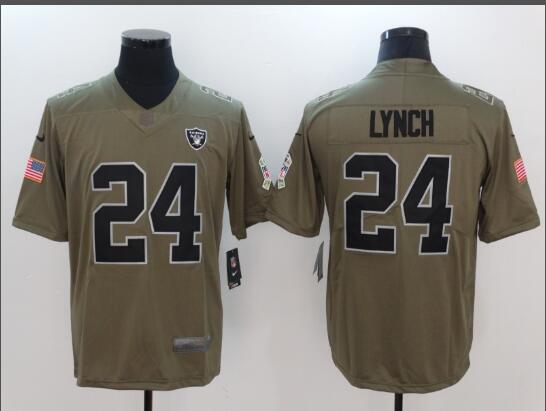 Men's Oakland Raiders Marshawn Lynch 24 Nike Olive Salute To Service Limited Jersey