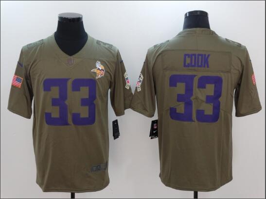 Men's Minnesota Vikings Dalvin Cook 33 NFL Olive Salute To Service Limited Jersey