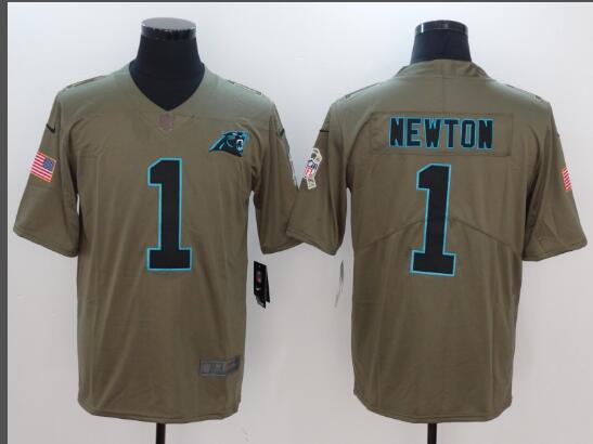 Men's Carolina Panthers Cam Newton Nike Olive Salute To Service Limited Jersey