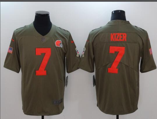 Men's Cleveland Browns DeShone Kizer NFL Nike Olive Salute To Service Limited Jersey