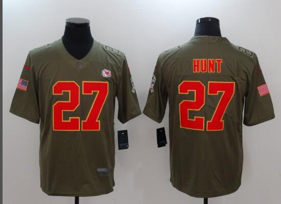 Men's Kansas City Chiefs Kareem Hunt Nike Olive Salute To Service Limited Jersey