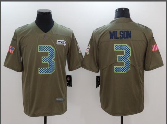 Men's Seattle Seahawks Russell Wilson Nike Olive Salute To Service Limited Jersey