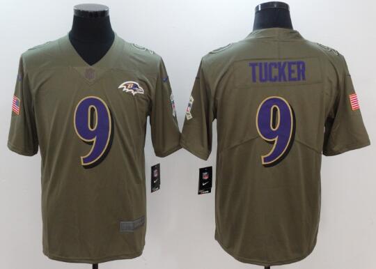 Men's Baltimore Ravens Justin Tucker Nike Olive Salute to Service Footbal Jersey