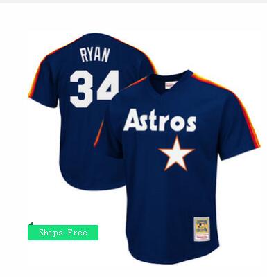 Men's Houston Astros Nolan Ryan Mitchell & Ness Navy 1988 Authentic Cooperstown Collection Mesh Batting Practice Jersey