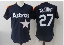 Men's Houston Astros #27 Jose Altuve Navy Blue Throwback Mesh Batting Practice Stitched MLB Mitchell & Ness Jersey