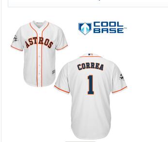 Men's Houston Astros #1 Carlos Correa White New Cool Base 2017 World Series Bound Stitched MLB Jersey