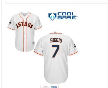 Men's Houston Astros #7 Craig Biggio White New Cool Base 2017 World Series Bound Stitched MLB Jersey