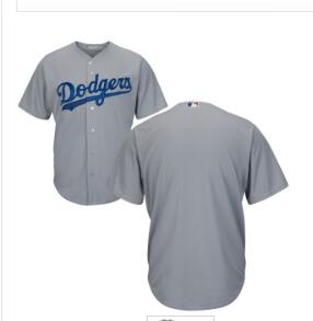 Men's Los Angeles Dodgers Majestic Grey 2017 World Series Patch Flex Base Team Jersey