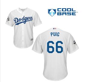 Men's Los Angeles Dodgers #66 Yasiel Puig White New Cool Base 2017 World Series Bound Stitched MLB Jersey