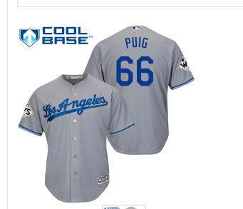 Men's Los Angeles Dodgers #66 Yasiel Puig Grey New Cool Base 2017 World Series Bound Stitched MLB Jersey