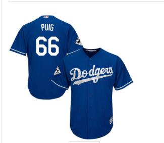 Men's Los Angeles Dodgers #66 Yasiel Puig Blue New Cool Base 2017 World Series Bound Stitched MLB Jersey