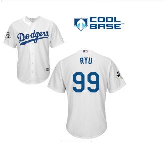 Men's Los Angeles Dodgers #99 Hyun-Jin Ryu White New Cool Base 2017 World Series Bound Stitched MLB Jersey