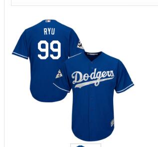 Men's Los Angeles Dodgers #99 Hyun-Jin Ryu Blue New Cool Base 2017 World Series Bound Stitched MLB Jersey