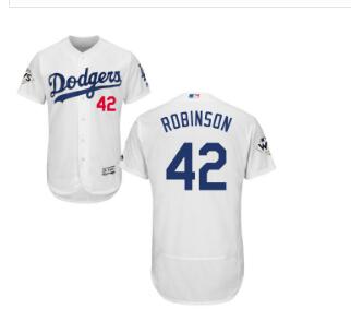 Men's Los Angeles Dodgers #42 Jackie Robinson White Flexbase Authentic Collection 2017 World Series Bound Stitched MLB Jersey