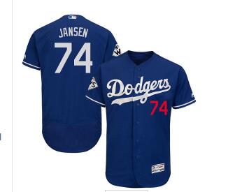 Men's Los Angeles Dodgers #74 Kenley Jansen Blue Flexbase Authentic Collection 2017 World Series Bound Stitched MLB Jersey