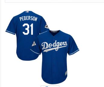 Men's Los Angeles Dodgers #31 Joc Pederson Blue New Cool Base 2017 World Series Bound Stitched MLB Jersey